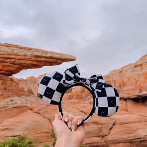 Black and White Checkered Mouse Ears